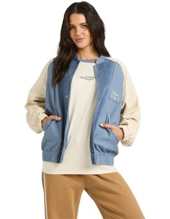 OG Burleigh Bomber Corduroy Jacket in Stone Blue