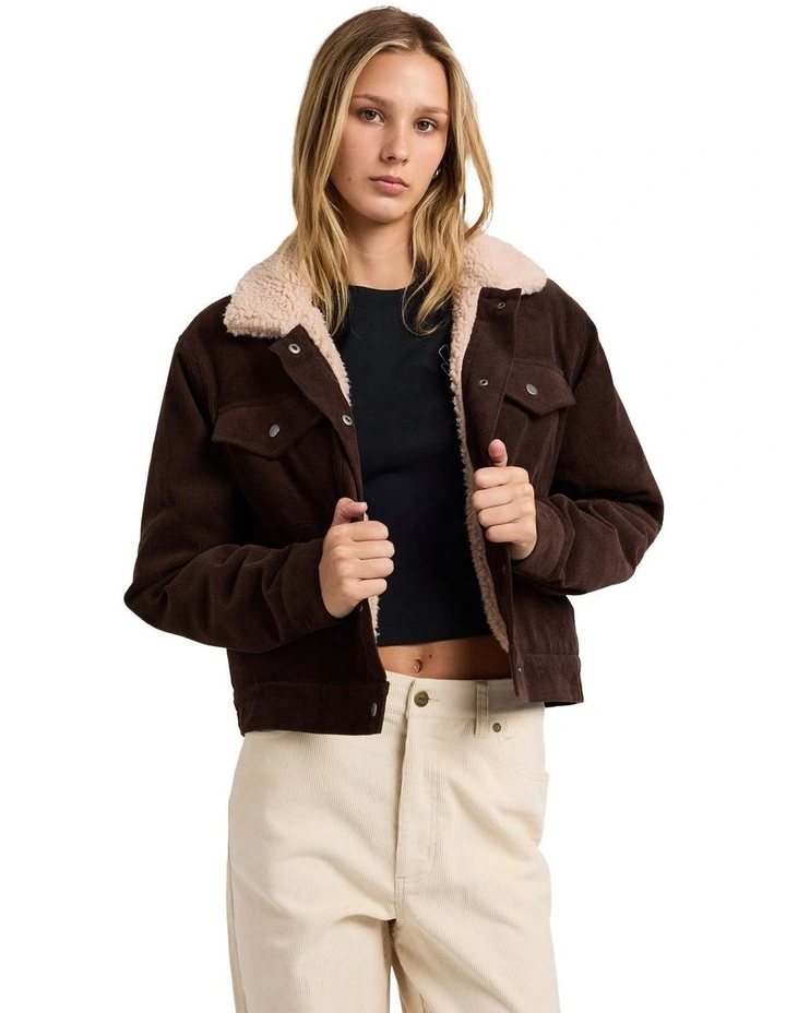 Roy Cord Sherpa Jacket in Nutmeg image 1