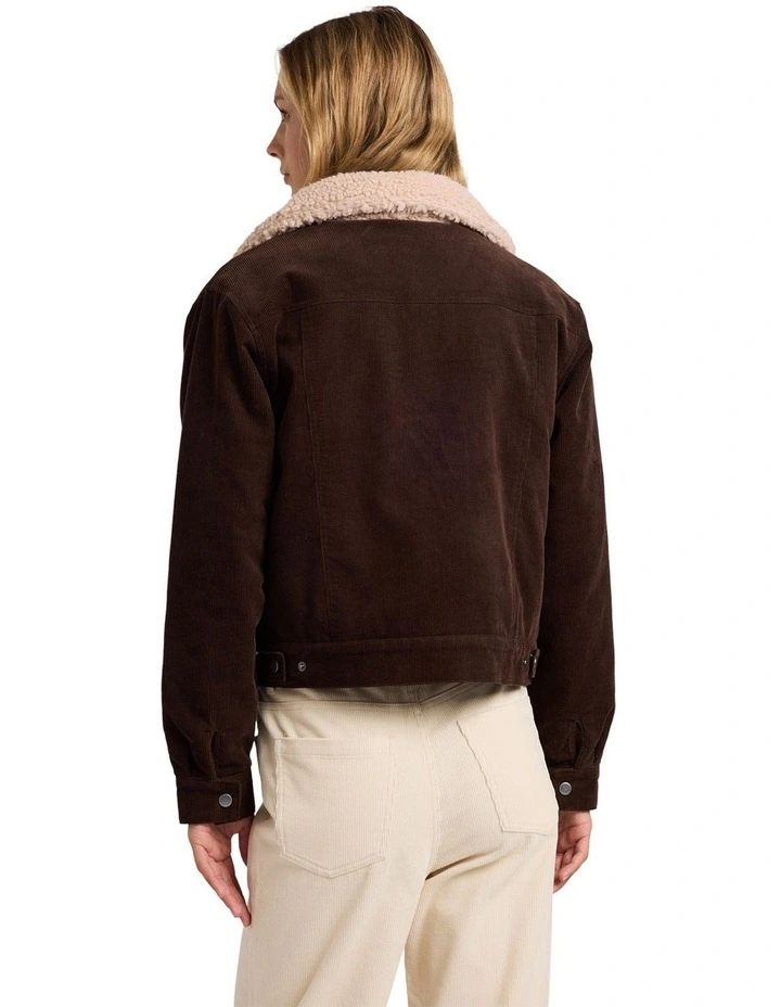 Roy Cord Sherpa Jacket in Nutmeg image 2
