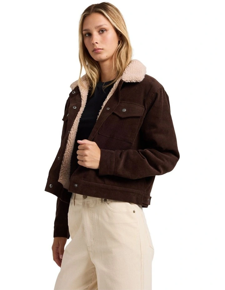 Roy Cord Sherpa Jacket in Nutmeg image 3