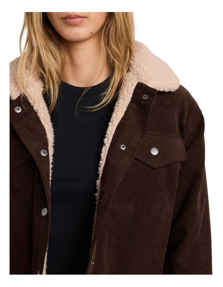 Roy Cord Sherpa Jacket in Nutmeg image 4