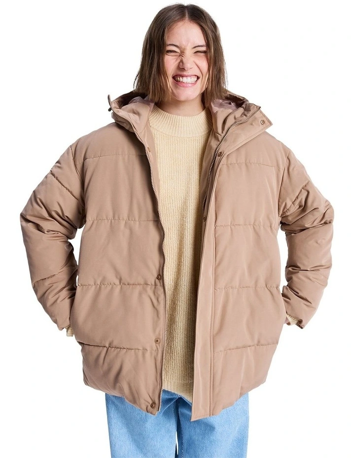 Ocean Ways Puffer Jacket in Brown image 1