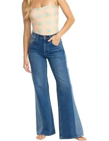 Free Fall Flare Denim Pant in Blue