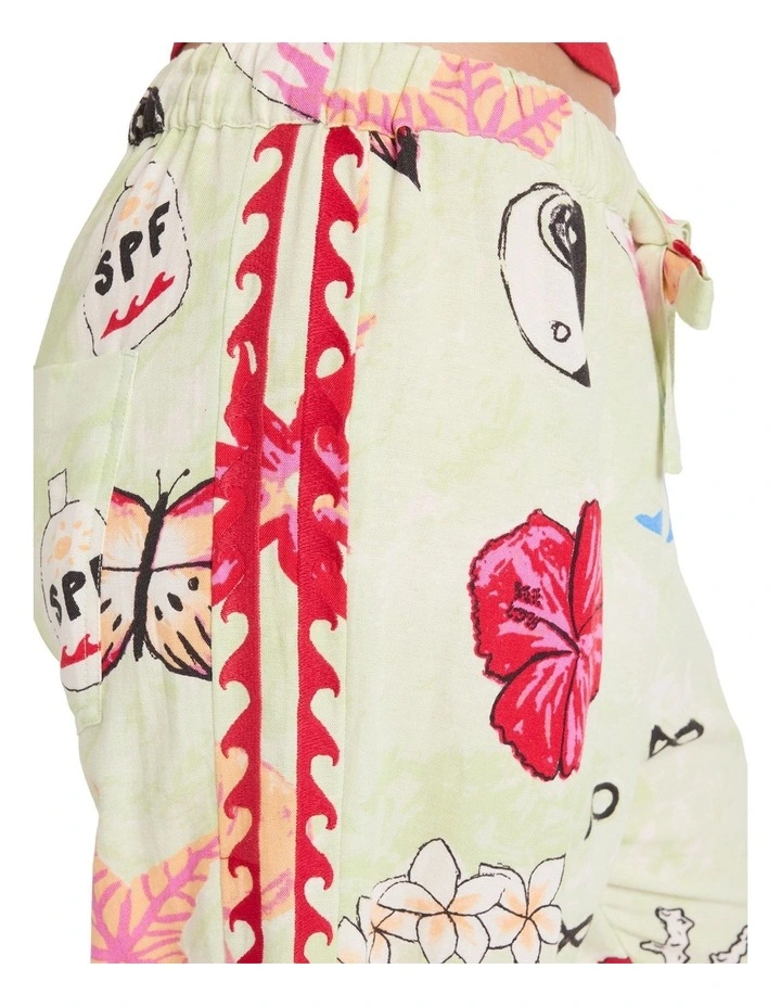 Lottie Hall Elastic Waist Linen Pants in Green image 4