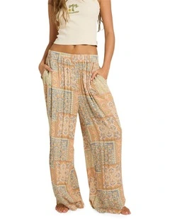 Follow Me Elastic-waist Linen Pants in Multi
