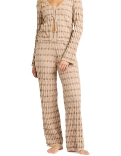Bubble Tides Elastic Waist Knitted Pants in Stone