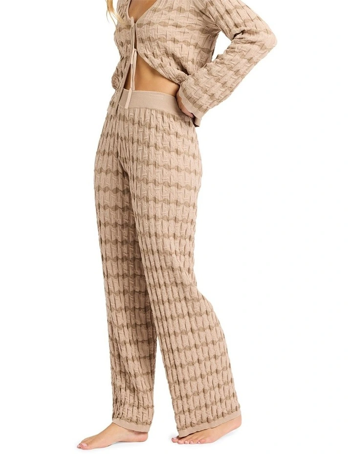 Bubble Tides Elastic Waist Knitted Pants in Stone image 3