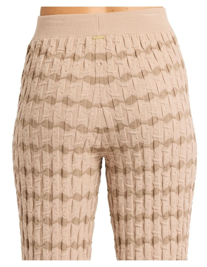 Bubble Tides Elastic Waist Knitted Pants in Stone image 4