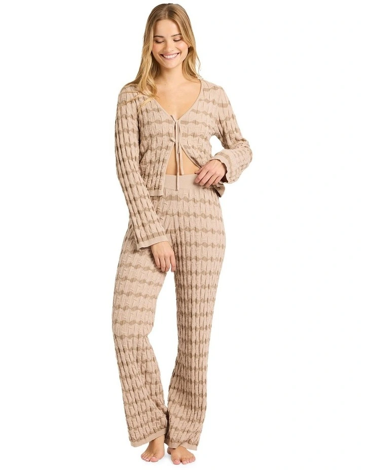 Bubble Tides Elastic Waist Knitted Pants in Stone image 5