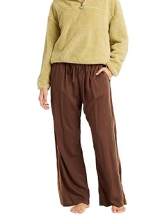 Vacay Mode Elastic-Waist Linen Pants in Teak