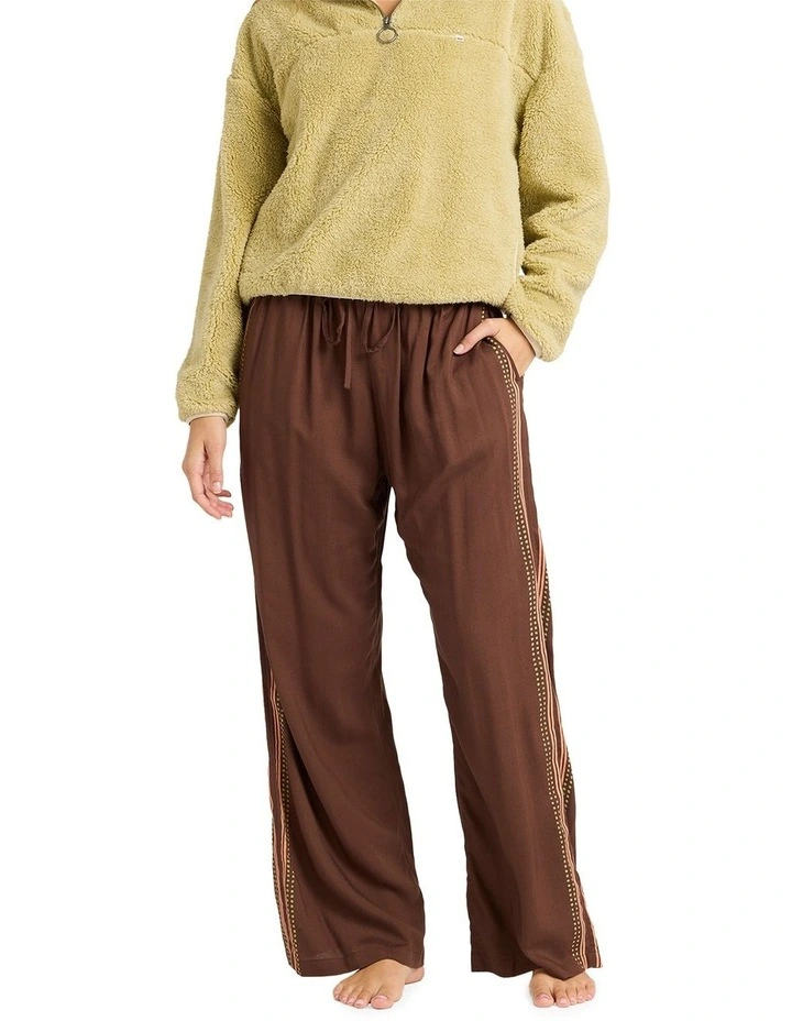 Vacay Mode Elastic-Waist Linen Pants in Teak image 1