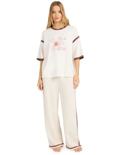 Back To It Wide Leg Trackpants in Salt Crystal