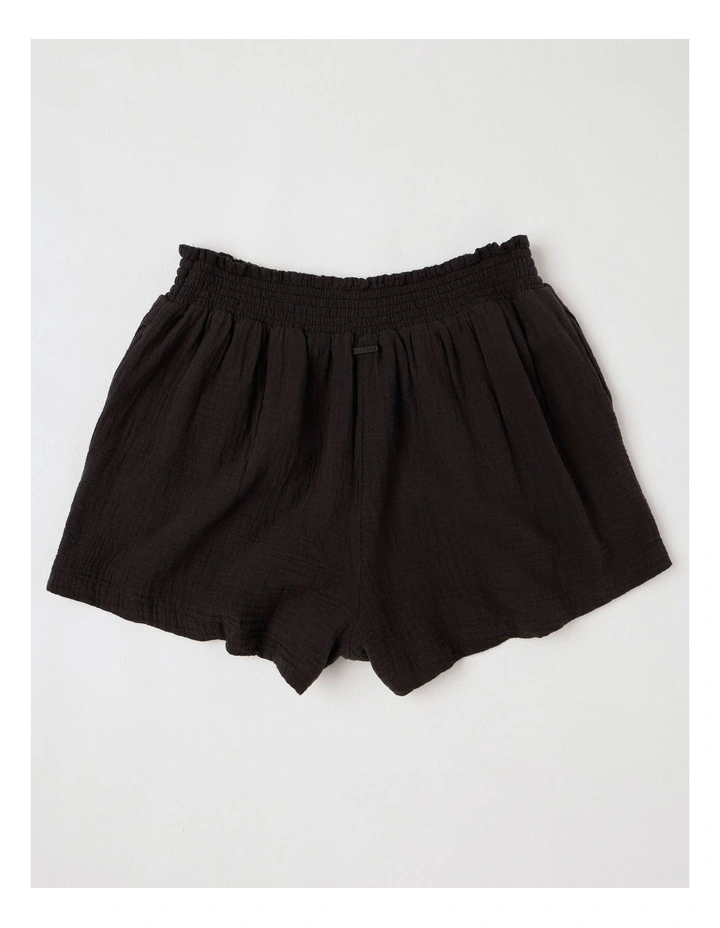 In The Waves Elastic Waist Shorts in Black image 3