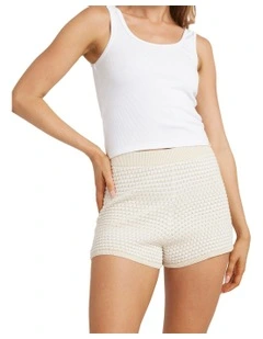 Sun Bubble Striped Elastic Waist Shorts in Whitecap