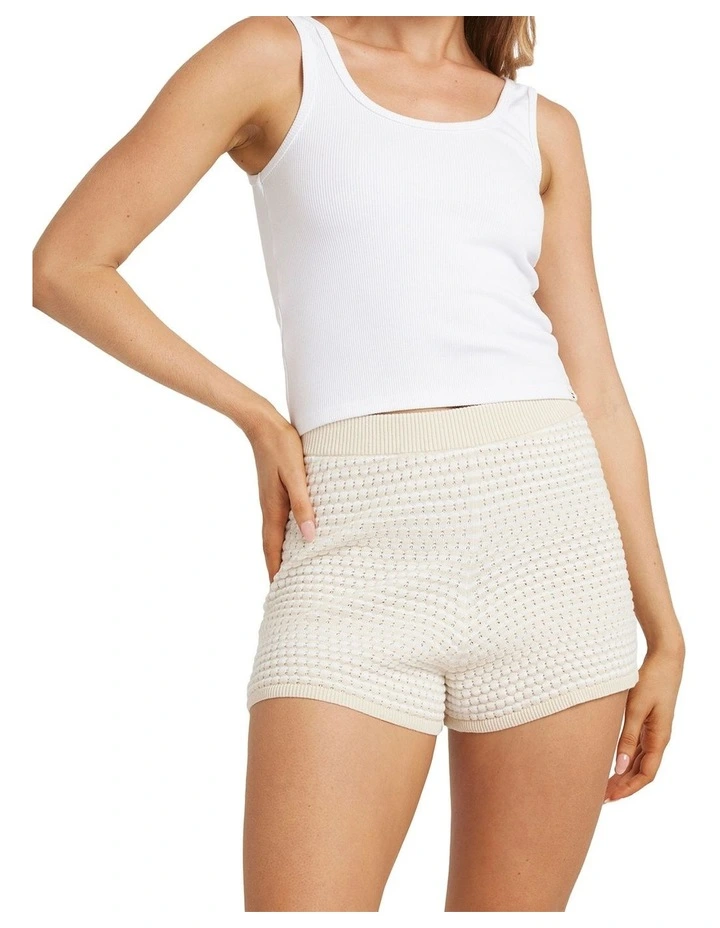 Sun Bubble Striped Elastic Waist Shorts in Whitecap image 1