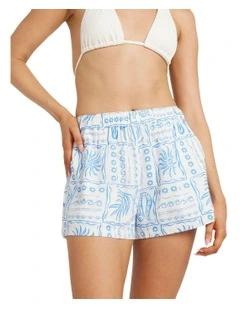 Sunrise Sands Elastic Waist Shorts in Salt Crystal
