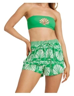 Sea Shell Elastic Waist Shorts in Kelly Green