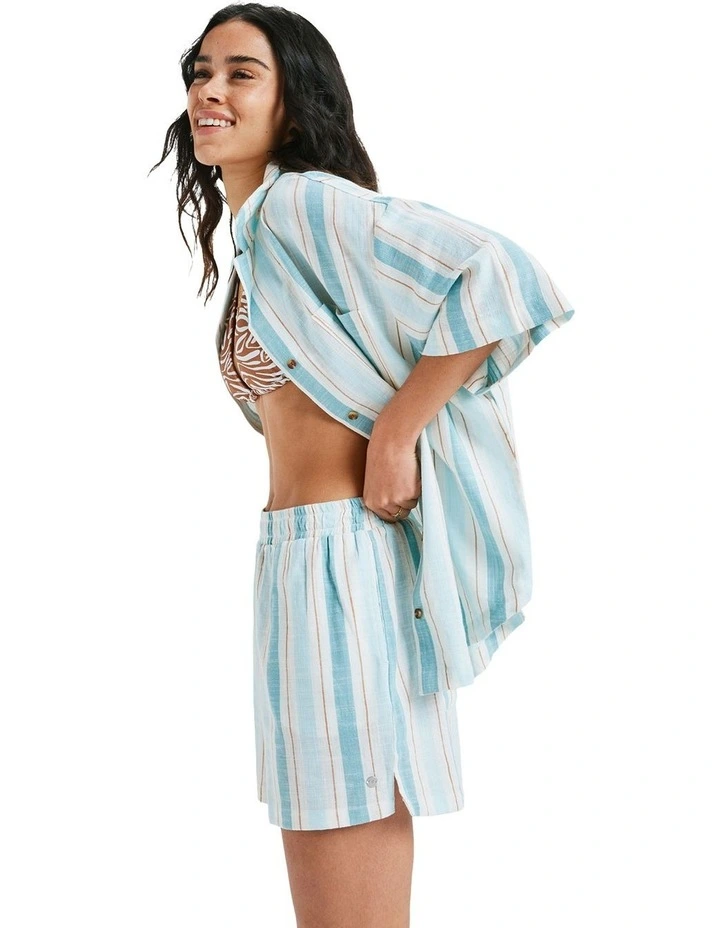 Lekeitio Bay Stripe Elastic Waist Shorts in Blue image 3