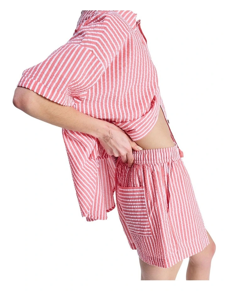Lekeito Break High Stripe Beach Shorts in Pink image 3