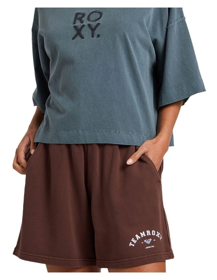 All Day Elastic Waist Shorts in Brown image 1