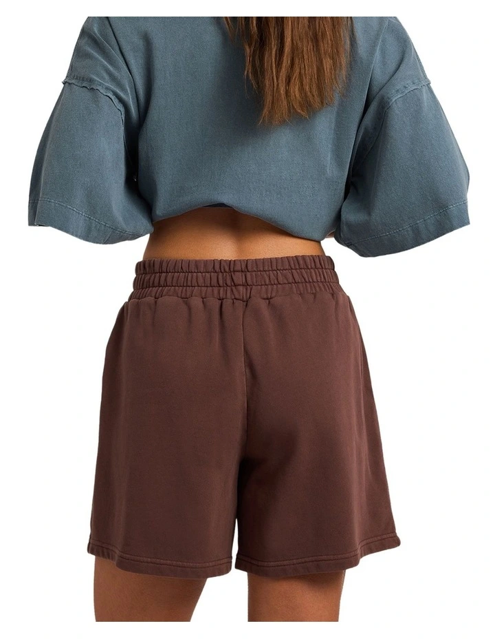All Day Elastic Waist Shorts in Brown image 2