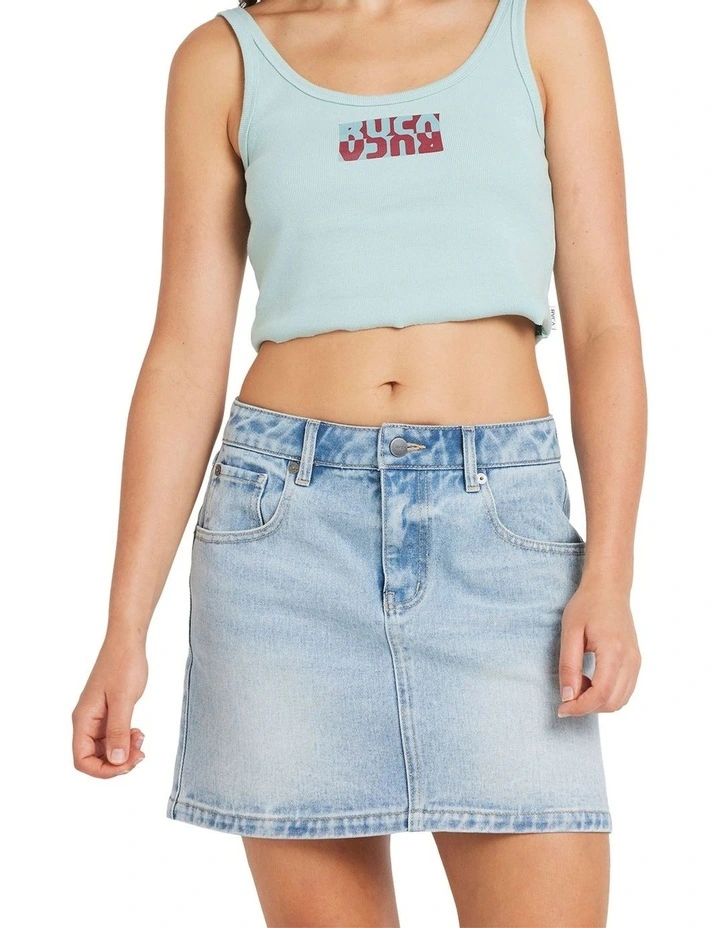 Mini Denim Skirt in Bleached Indigo image 1