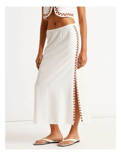 Secret Cove Midi Skirt in White
