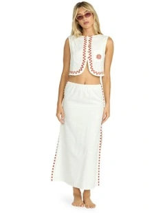Secret Cove Midi Skirt in White