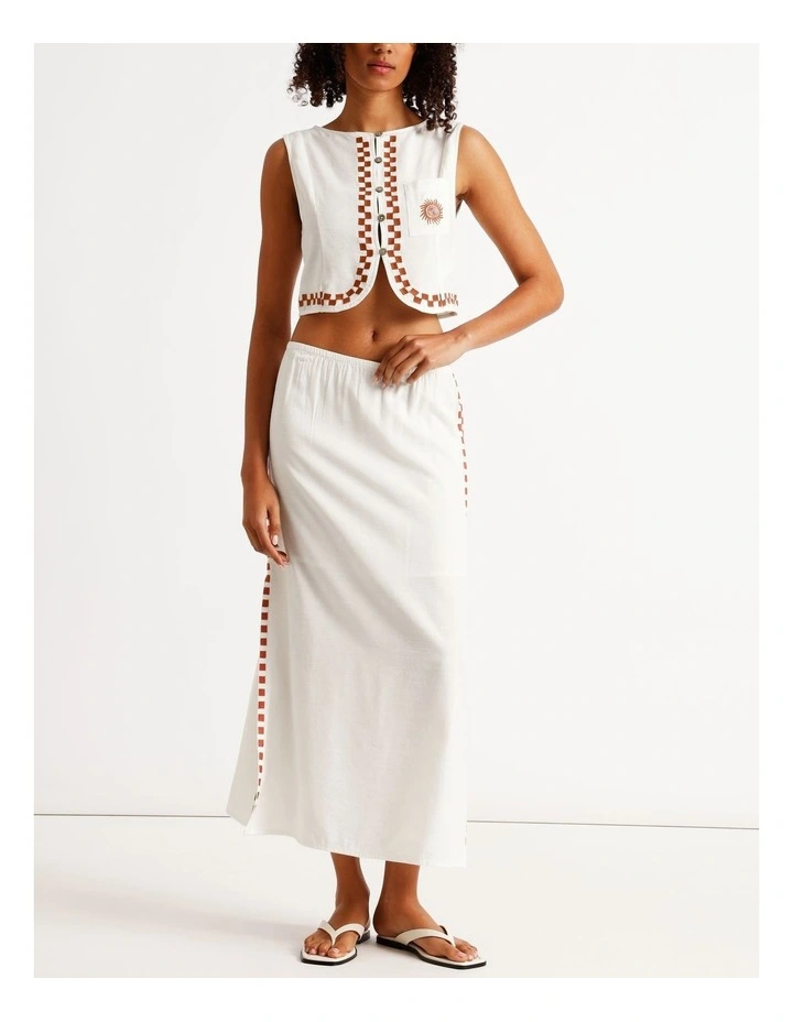 Secret Cove Midi Skirt in White image 2
