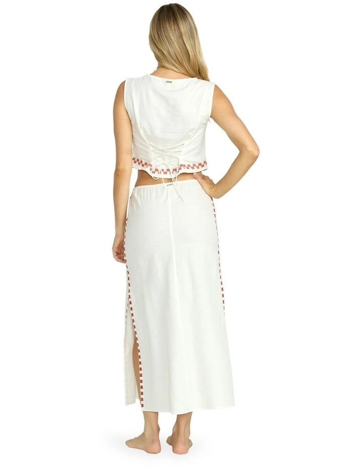 Secret Cove Midi Skirt in White image 2
