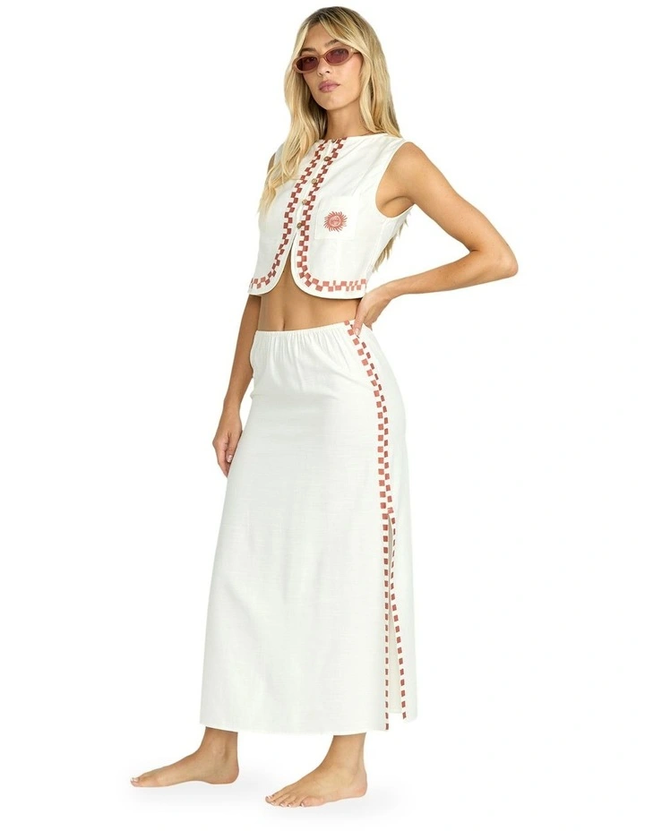 Secret Cove Midi Skirt in White image 3