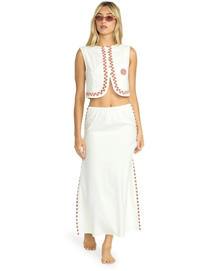 Secret Cove Midi Skirt in White image 5