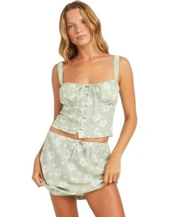 Blossom Bias Mini Skirt in Green