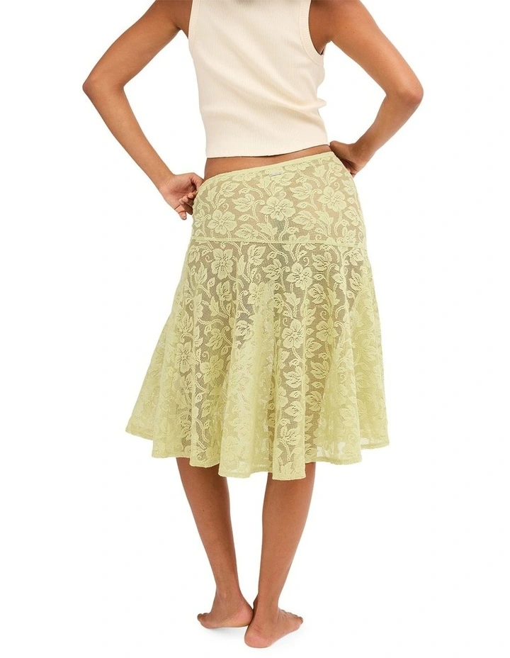 Paisley Lace Midi Skirt in Green image 2