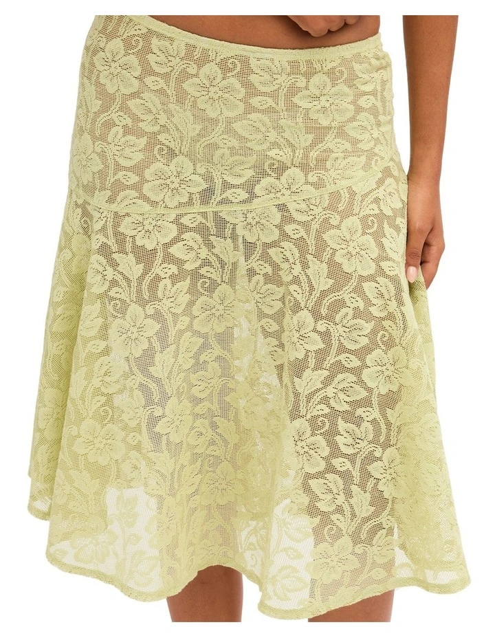 Paisley Lace Midi Skirt in Green image 4