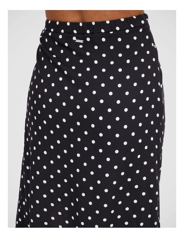 Landon Midi Skirt in Black and White Polka Dot image 4