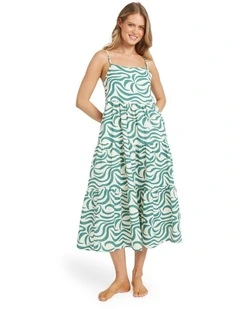 All The Waves Midi Dress in Green