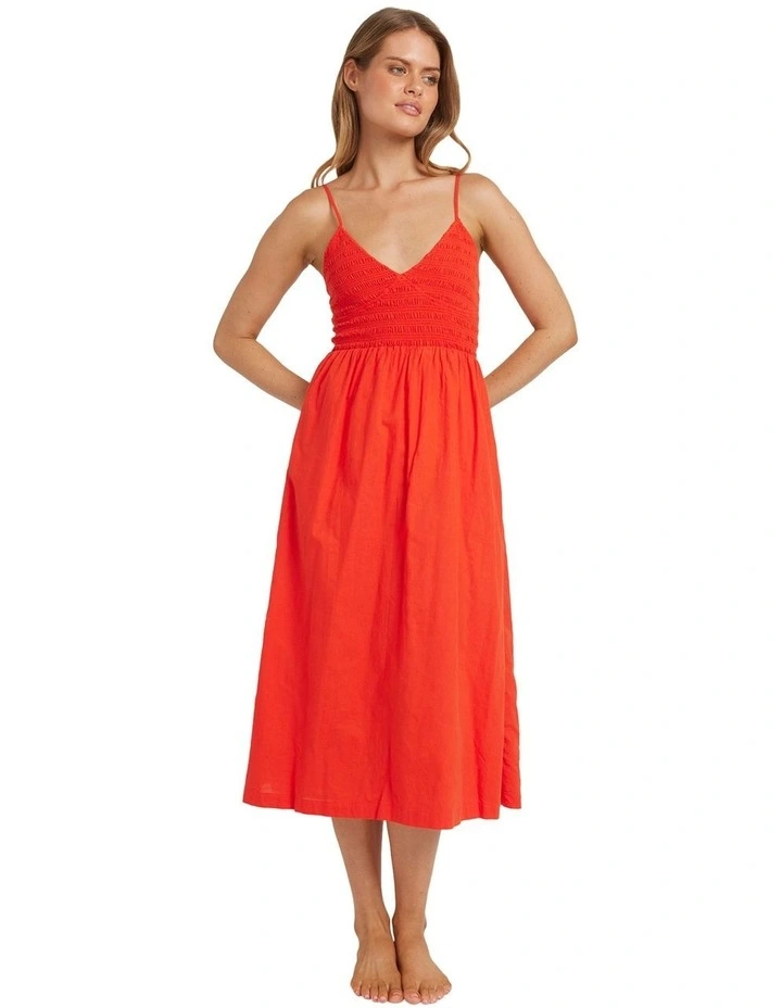 Such A Trip Midi Dress in Red Aloha image 1