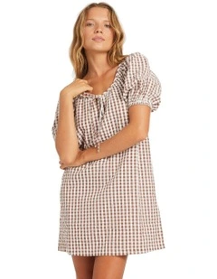 Delilah Check Dress in White