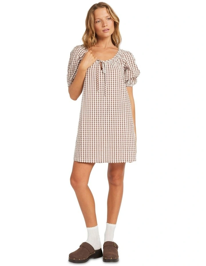 Delilah Check Dress in White image 5