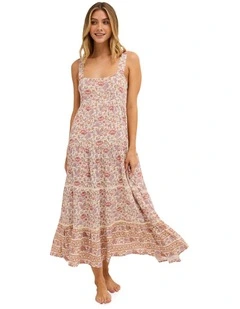Forevermore Shine On Midi Dress in Light Pink Floral print