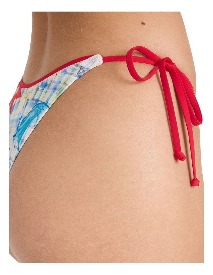 Lottie Hall Tie Side Medium Bikini Bottom in White Multi image 4