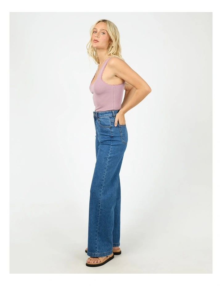 Washed Rib Lace Tank in Pink image 6