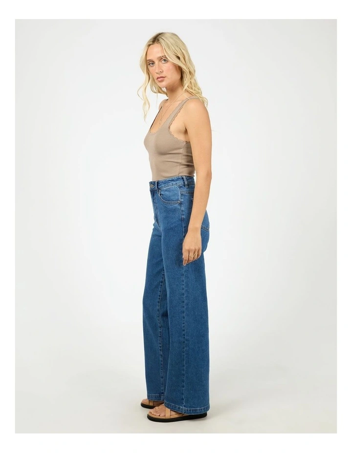 Washed Rib Lace Tank in Grey image 6