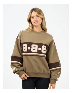 Wild Nation Box Crew Neck Sweat Top in Brown