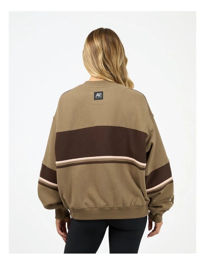 Wild Nation Box Crew Neck Sweat Top in Brown image 2