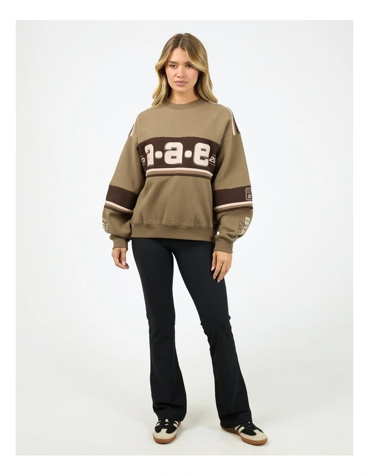 Wild Nation Box Crew Neck Sweat Top in Brown image 3