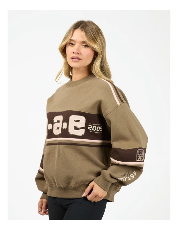 Wild Nation Box Crew Neck Sweat Top in Brown image 4