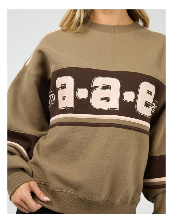 Wild Nation Box Crew Neck Sweat Top in Brown image 5