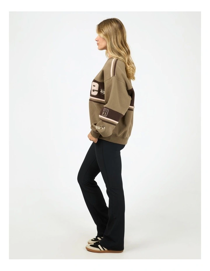 Wild Nation Box Crew Neck Sweat Top in Brown image 6